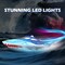 Summer Full Proportional Remote Control Boat with LED Lights, Shark Graffiti, 20+ MPH,2.4GHz High Speed RC Racing Boats for Lakes,Pool Toys for Kids & Adults
